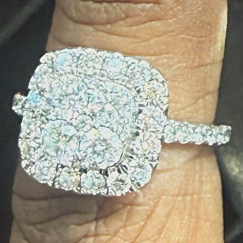 Kay Jewelers Diamond Halo Engagement Ring 1-3/8 ctw 14K WG Size 5.5