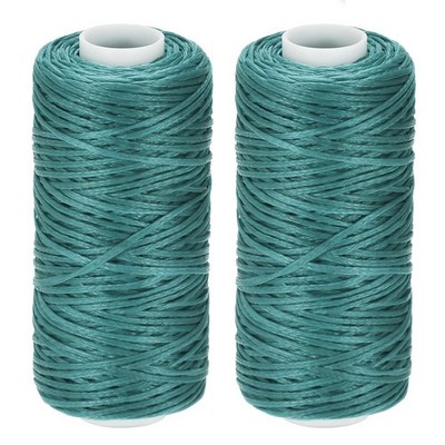 Leather Sewing Threads 55 Yards 150D/1mm Polyester Waxed Cord (Teal Green, 2pcs)