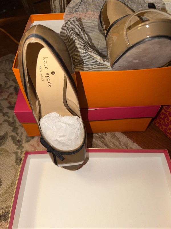 KATE SPADE Billow Peep Toe Leather Slingback Sandals Bow Tan Size 10 Brand New