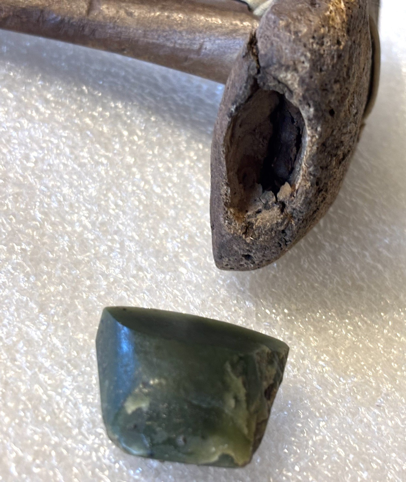 ALASKA ESKIMO ARTIFACT ADZE WITH JADE BLADE