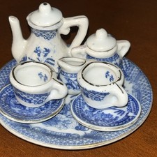 Blue Willow Mini Tea Set For Doll House
