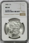1883 $1 NGC MS 64 Morgan Silver Dollar Philadelphia Mint 90% Silver