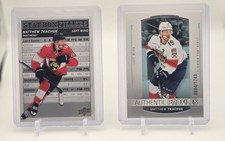 Matthew Tkachuk Mini lot of 2. Upper Deck SP Authentic Profiles /1748 & Stat Box