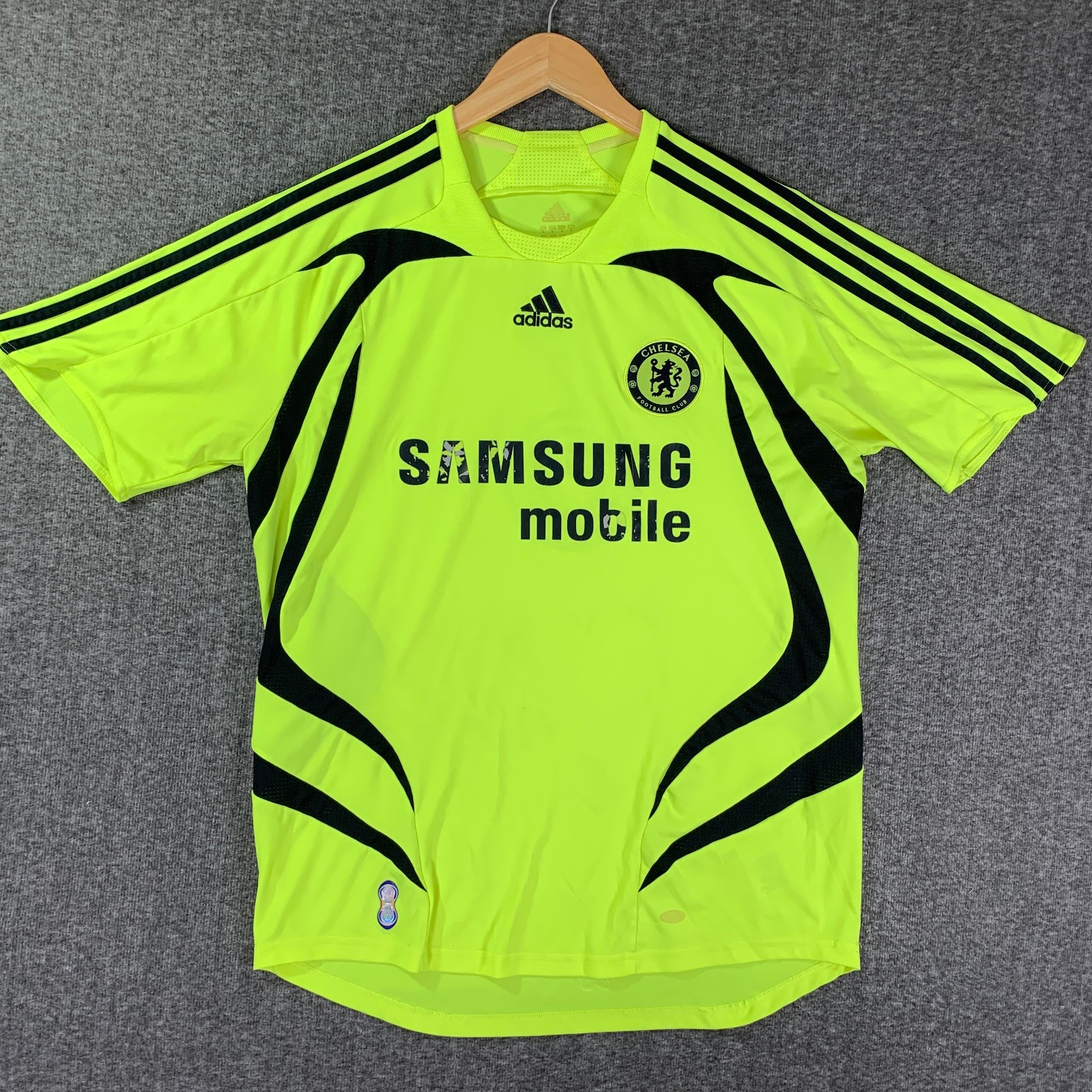 Vintage Chelsea Jersey Men Large 2007 Neon Green Adidas Futbol Football