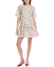 Ganni Organza Jacquard Mini Dress Women's White 40