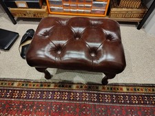 Real Leather Chesterfield Footstool Queen Anne Footstool Red / Brown. 3 Sizes