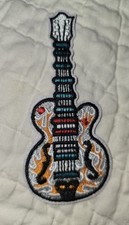  New  Acoustic Guitar Music Rock Band Patch Embroidered Iron On 4.25" 1.75"