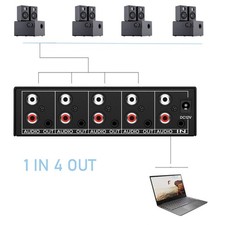 RCA Aux Audio Splitter 1 In 4 Out Stereo L/R Audio Splitter Part UK Stock
