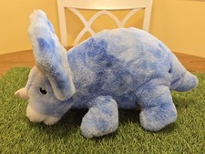 Glow Brights Blue Triceratops Plush Lights Sound FAO Schwarz Dinosaur 16" Works