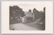 RPPC Lake District Village Street Scene Stone Cottages Large Tree & Dog Cumbria