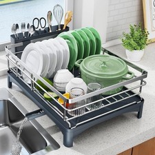 StainlessSteel Dish Drainer Rack Drip Tray Kitchen Drying Rack Bowl Plate Holder