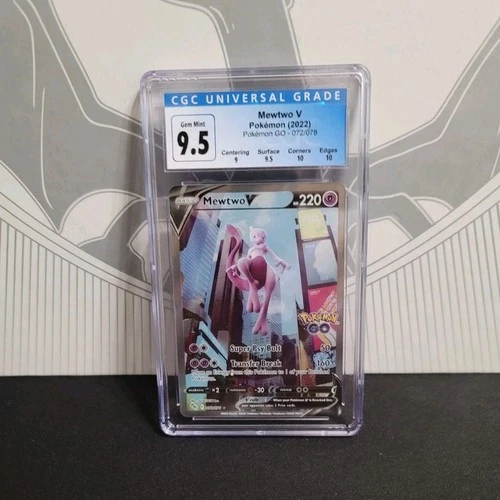 Pokémon Mewtwo V 072/078 Pokémon GO CGC 9.5 Blue label Subgrades Upgrades to 10