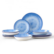 Bestone 12 Piece Dinnerware Set, Round Porcelain, Chip Resistant, Dinnerware