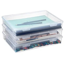 BTSKY Clear Plastic Storage Box with Flap Lid, Multipurpose Craft Organizers ...