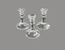 Set of 3 Glass Decorative Candlestick Holders Hol Porta Vela Candle 4”