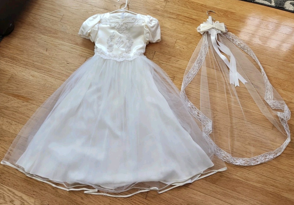 ivory junior bridesmaid dresses VTG Storybook Heirlooms Formal Dress*sz10/12*Jr Communion badge-plp:$58.50 with Code NOIRON