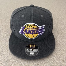 NBA Ultra Game Los Angeles Lakers Canvas Blk/gray Hat Cap Adjustable Snapback