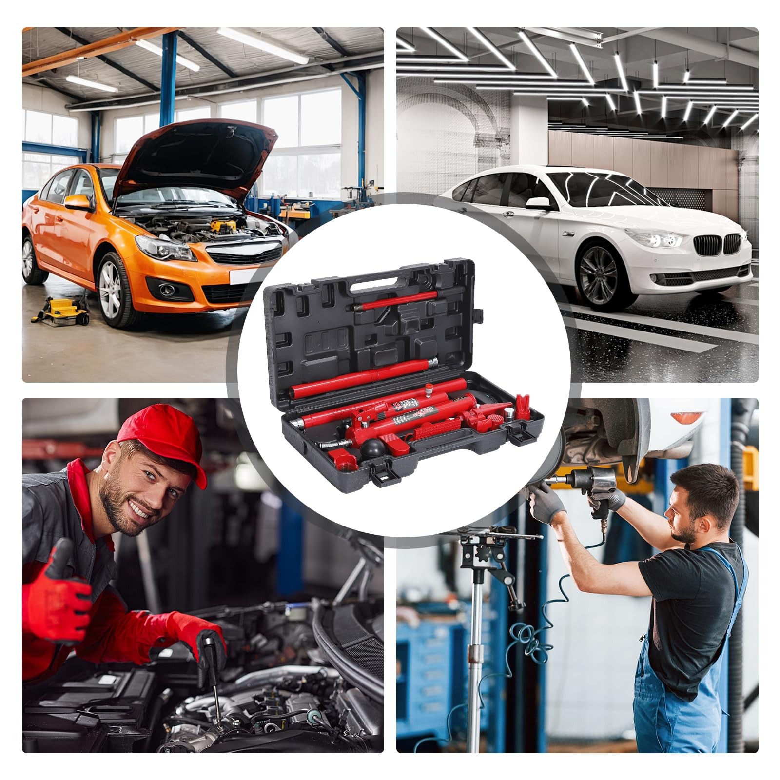 4 Ton Porta Power ,Portable Hydraulic Jack Lift Ram Body Frame Repair Kit ,Hose