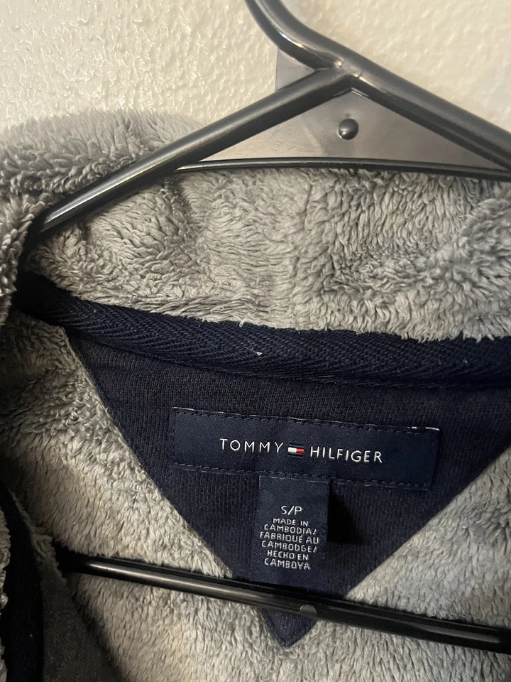 TOMMY HILFIGER Hoodie Womens S Gray Full Zip Faux Fur Sherpa Lined Activewear - Image 2 of 4