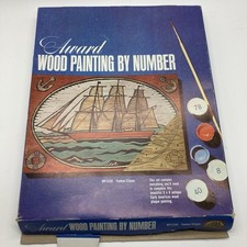 Vintage Paint by Number Clipper Ship 5 X 7 on wood unfinished Award Brand