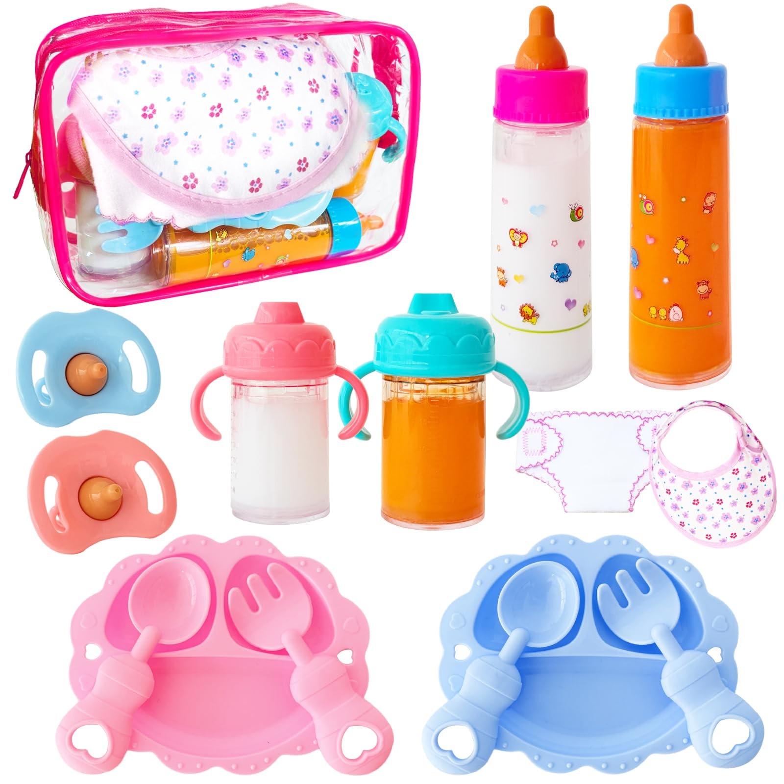 15PCS Baby Doll Feeding Set Magic Bottle Accessories Pretend