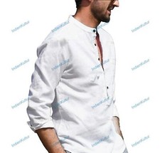 Mens Kurta White Shirt Solid Kurta Mens Wear Cotton Kurta Long Sleeve Kurta