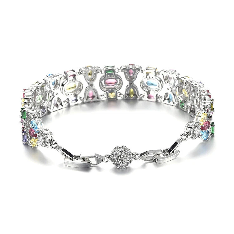 Nuevas pulseras de plata con dije de gemas de topacio azul cielo joyería de lujo de piedra completa para mujer Foto 4 de 4