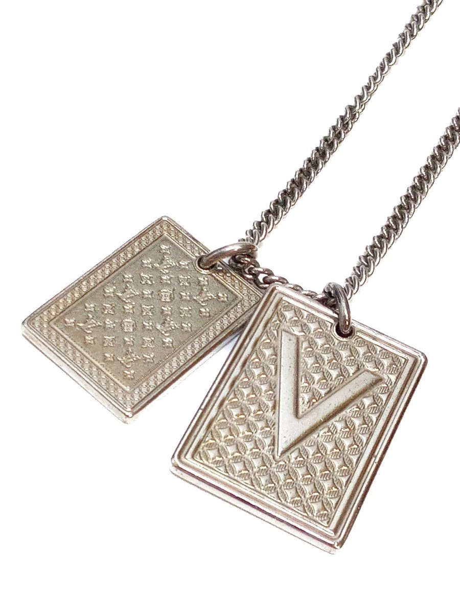 Louis Vuitton Collier Plaques Gambling Necklace M62678 Silver Men's Women's