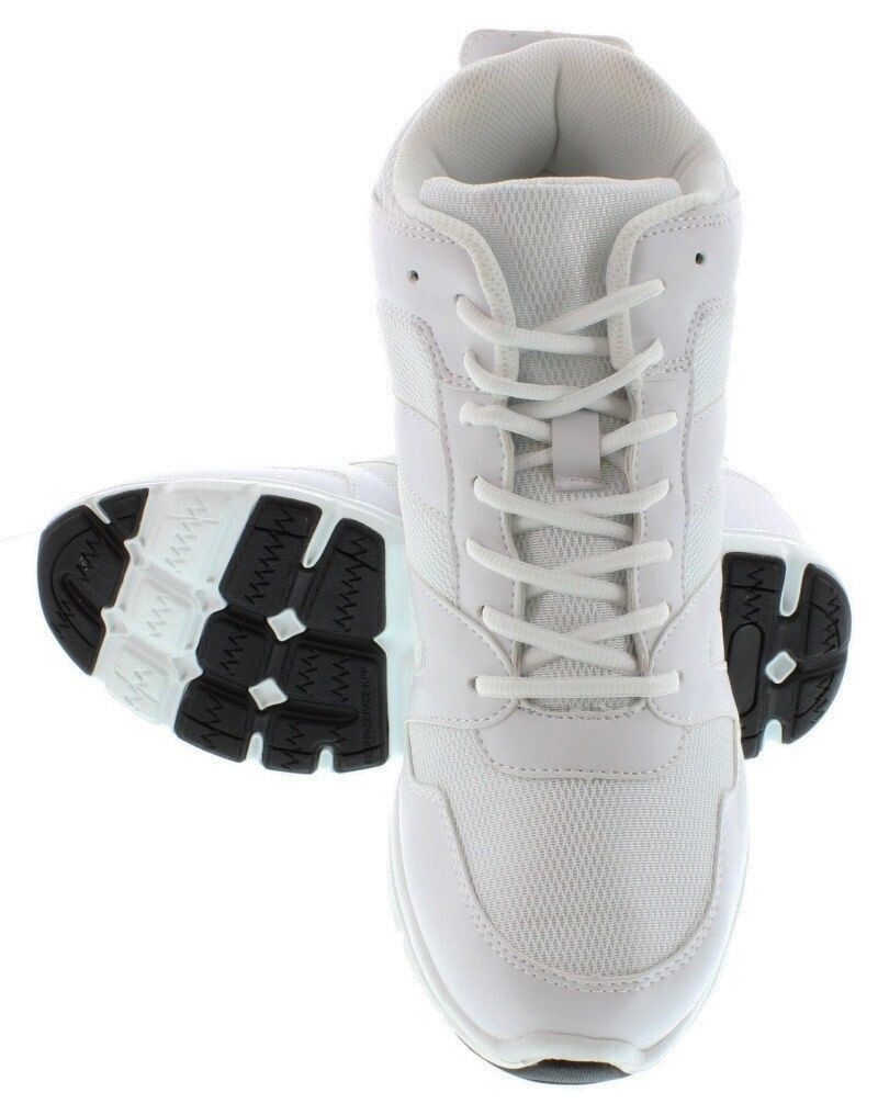 CALTO Men's Invisible Height Increasing Elevator Shoes - Glacier White Leather/Mesh Lace-up Sporty Trainers - 4 Inches Taller - G3329 - Size 6 D(M) US 11 thumbnail image