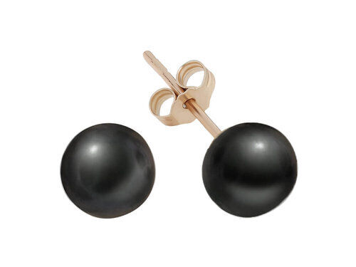 Pendientes de perla negra natural de 7,33 quilates 585 14k oro rojo oro rosa 8mm - Imagen 1 de 3