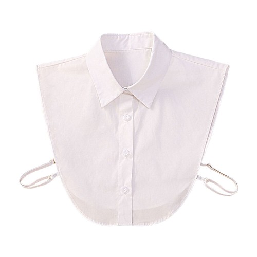 Round Collar False White Faux Cotton Women Collared Button Shirt Blouse WomenIW - Picture 16 of 18