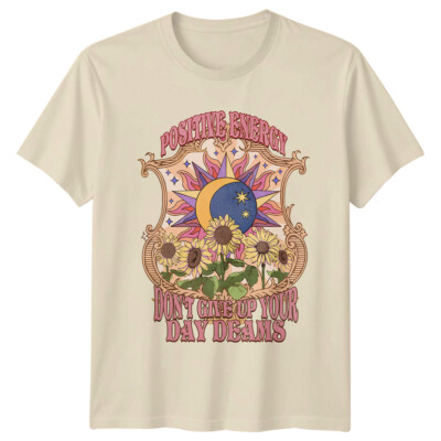 Positive Energy Sun Moon T-Shirt Celestial Day Dreams Graphic Tee