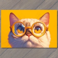 Art Print Cat with Glasses Fun Cute Colorful Kitty Unusual Animal Funny Sweet