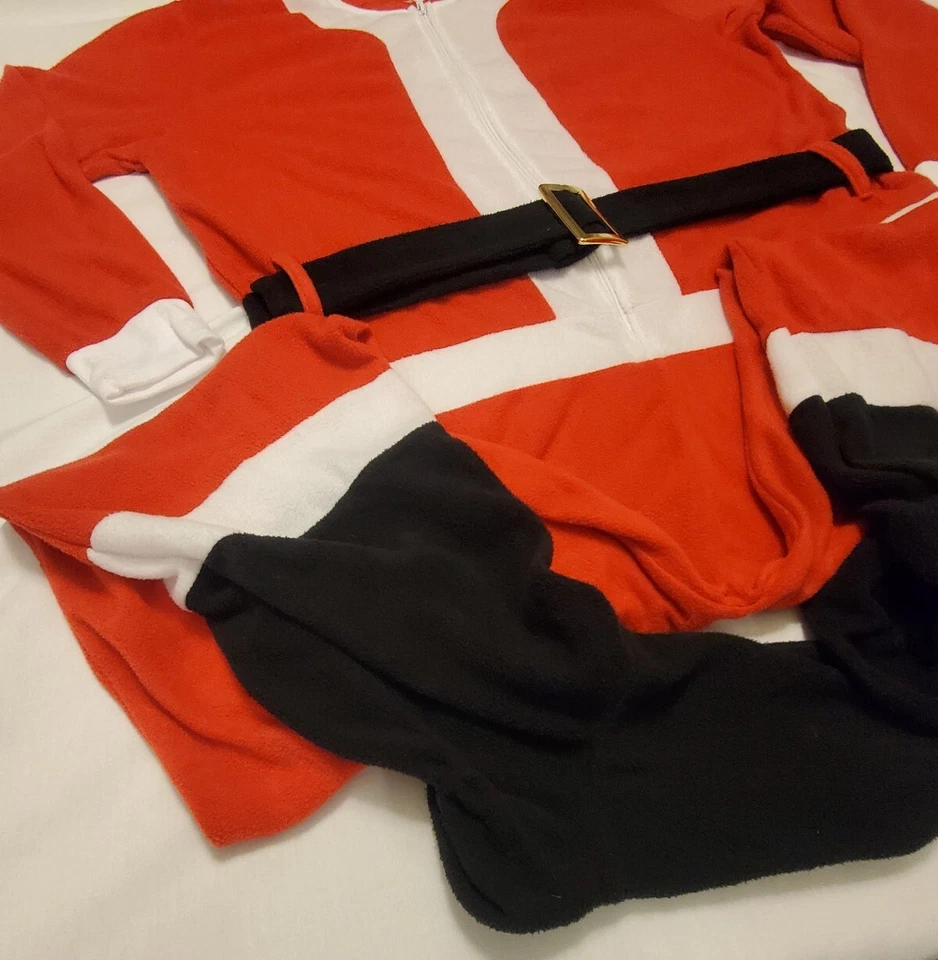 Pijama de una pieza de Papá Noel para hombre talla mediana pies cremallera Joe Boxer con sombrero  Foto 3 de 4