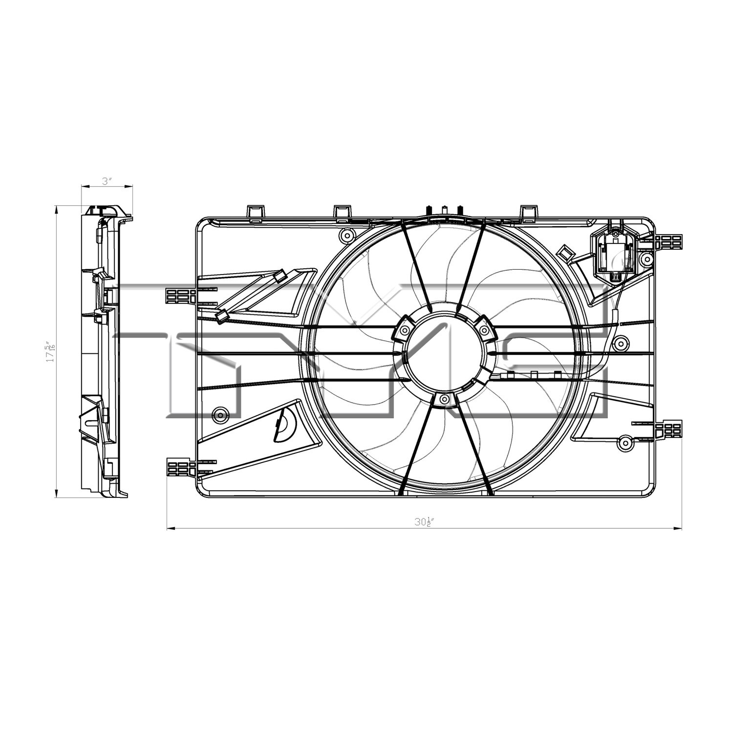 Radiator & Condenser Cooling Fan for 1114 Chevy Cruze/1214 Buick