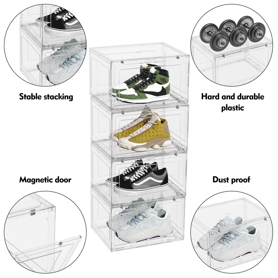 Kekow 12-Packs X-Large Shoe Storage Box Clear Plastic Stackable Shoe Organizer - Image 3 of 4