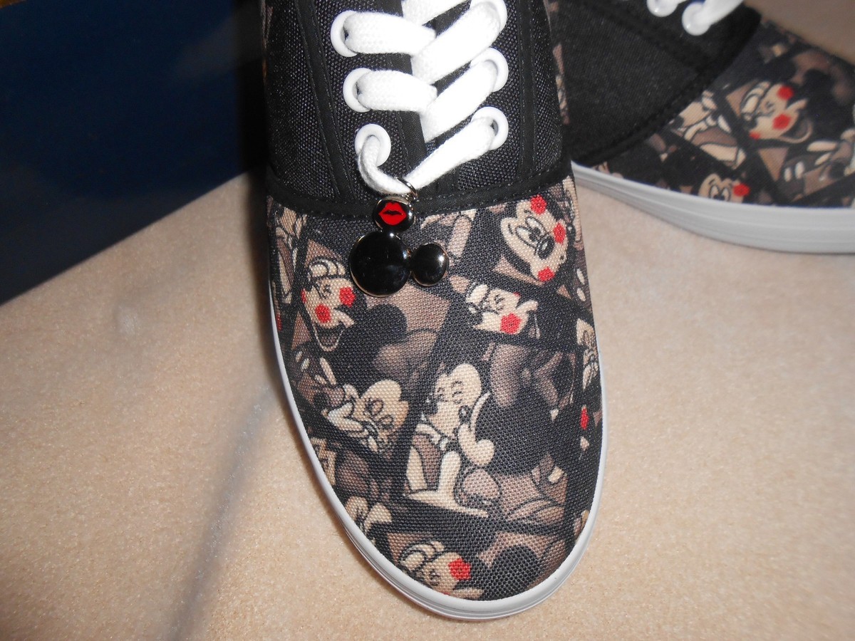 DISNEY MICKEY &amp; MINNIE CAUGHT THE MOMENT CANVAS SNEAKERS BRADFORD EXCHANGE | eBay