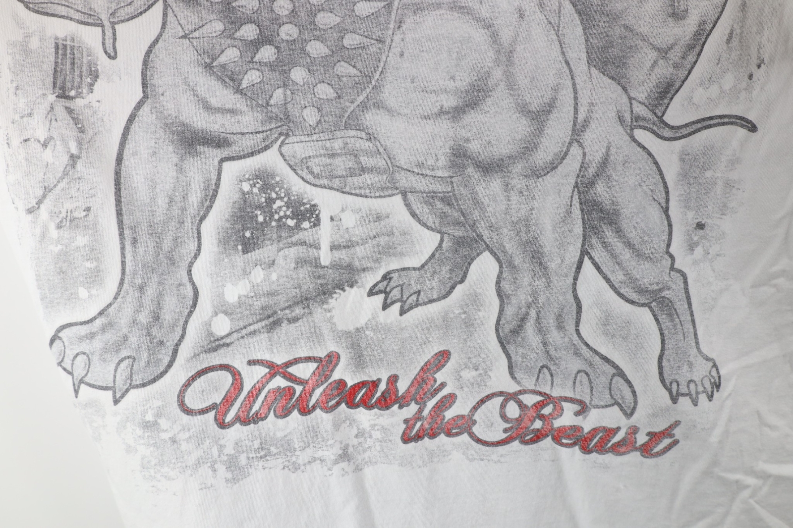 Vtg Streetwear Mens 3XLT Distressed Hip Hop Unleash the Beast Pit Bull T-Shirt