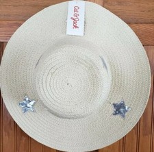 Cat  Jack   Girls' Star Decorated Brim  Floppy Hat  Natural Colored One Size