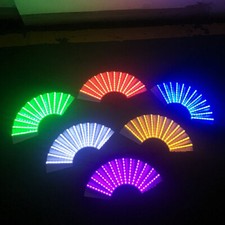 LED Light Chinese Hand Fans Held Folding Fan Party Dancing Music Bar Stage Props