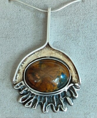 Einzigartiger Studio-Made Statement Sterling Silber Edelstein Anhänger