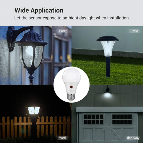 4 Pack A19 Dusk to Dawn LED Light Bulbs Outdoor, 9W (60W Equivalent) LED Light B - Picture 6 of 12