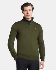 Lyle  Scott Golf Core 1/4 Zip Merino Pullover KN1041GS X65 Cactus Green Med NWT