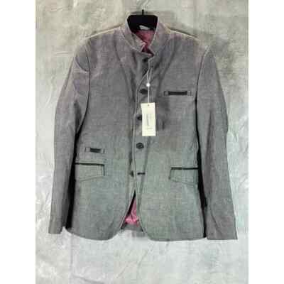 Ron Tomson Men's Grey Tailored-Fit Symmetric Button Closure Jacket SZ M