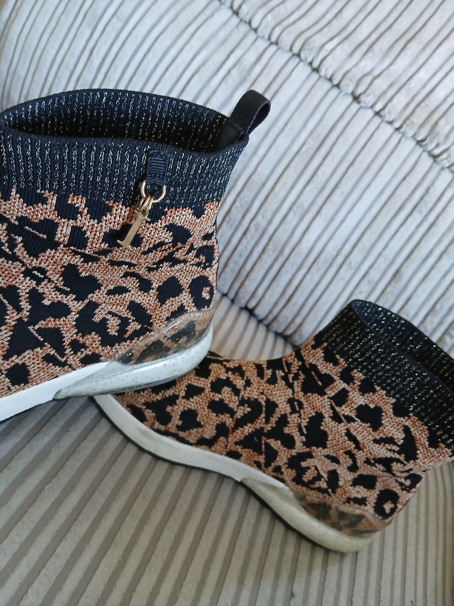 Girls river island ankle trainers leopard print shoes boots size