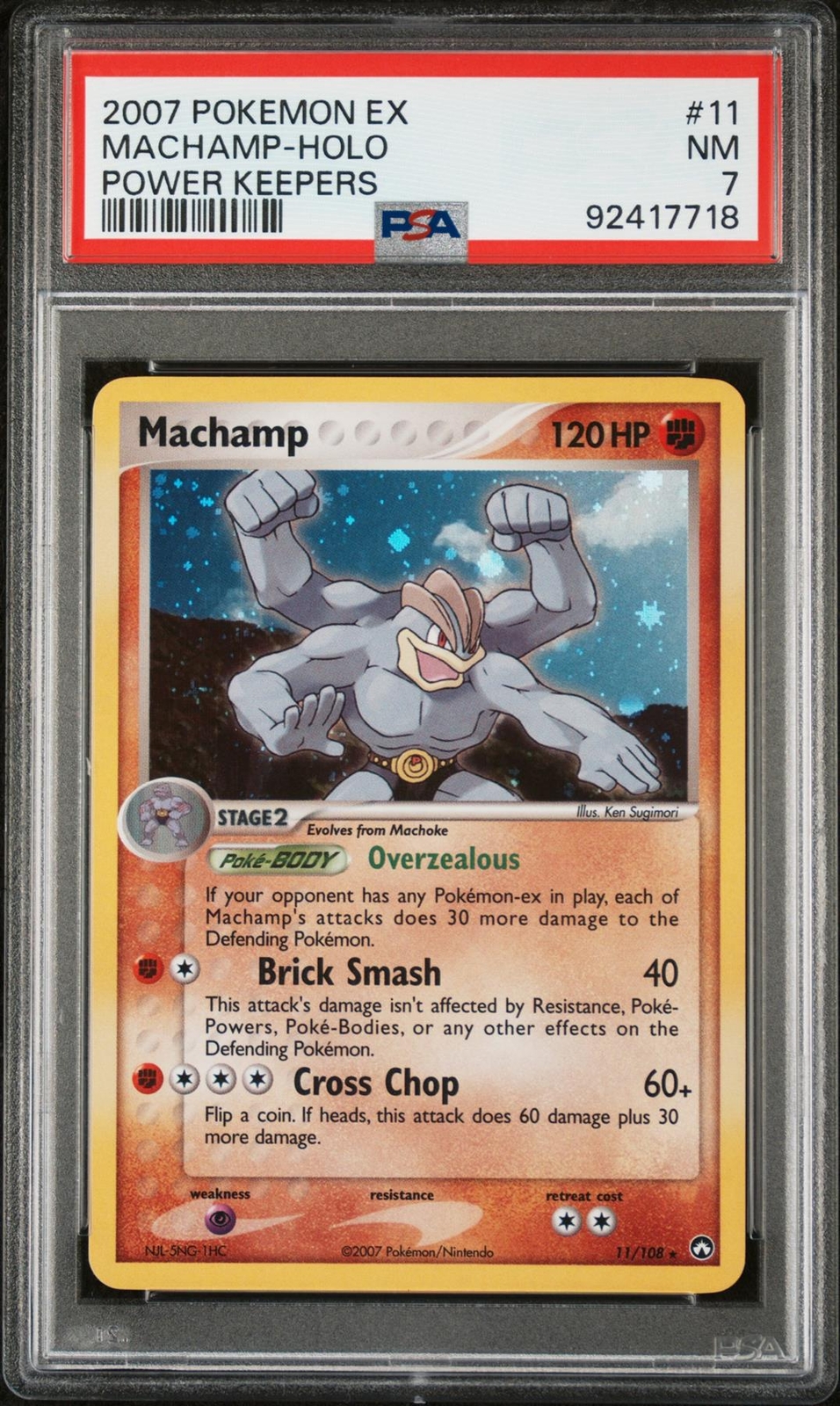 Pokemon EX Power Keepers Holo Card #11 Machamp PSA 7