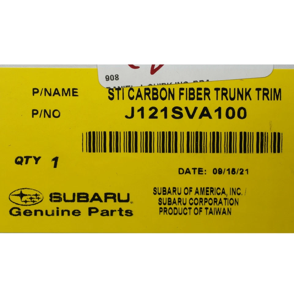 Nuevo OEM 2015 2017-2021 Subaru WRX STi fibra de carbono maletero embellecedor J121SVA100 Foto 3 de 3