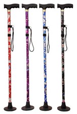 ACCLAIM Bowlers Adjustable Floral Metal Folding Walking Stick & Green Protector