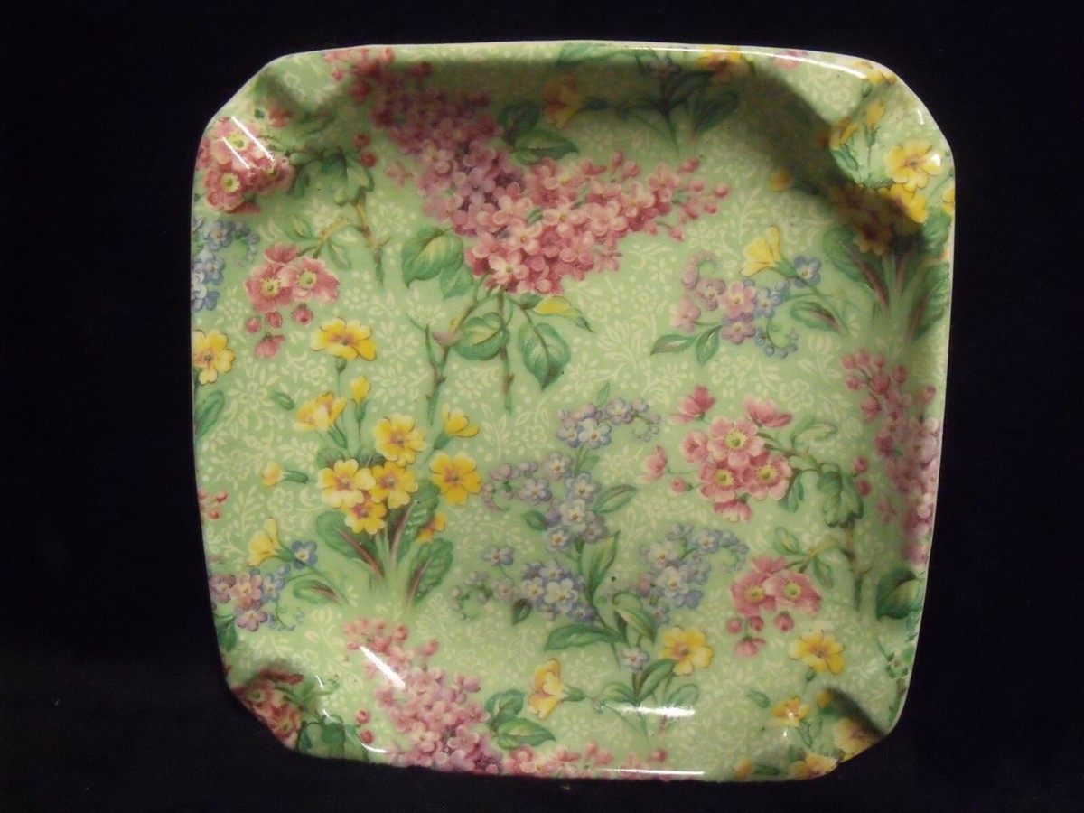 小物 Asia Vintage Empire Ware Porcelain Ashtray CHINTZ FLORAL ~ G981 ENGLAND