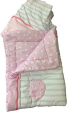 Crib Quilt And Dust Ruffle Girls Pink Gray Elephant Hearts Polka Dots Oeko-Tex